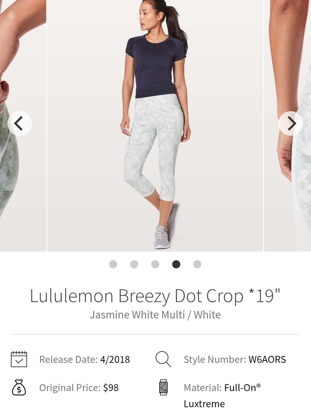 lululemon athletica Jasmine White Multi Capri Leggings